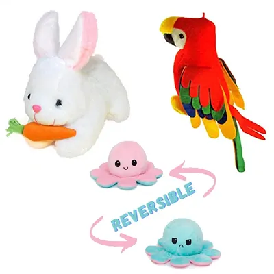 Soft Toys Combo for kids of 3 Toys // Rabbit with Carrot , Octopus and Parrot