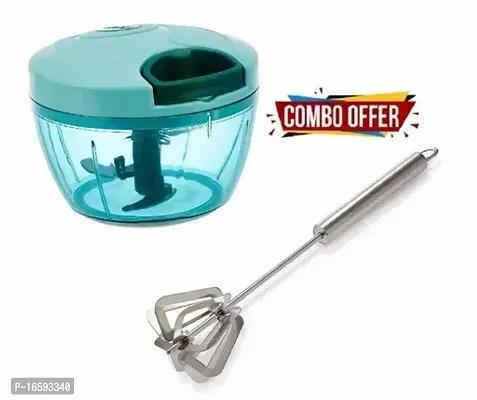 Classic Handy Chopper and Cutter For Kitchen Vegetable and Fruit Chopper With Stainless Steel Mix Egg, Lassi, Butter Milk Mazetyr, Mixer-thumb0