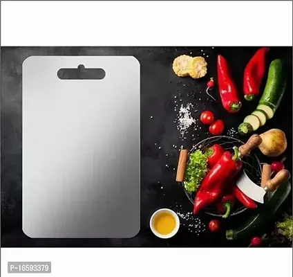 Classic Stainless Steel Cutting Chopping Board Fruit, Vegetable Kitchen Chopping, Stand Wall Mounted Hanger, (Large/36X25 Cm)