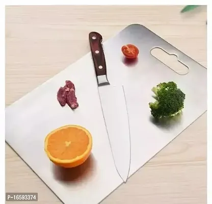 Classic Fully Stainless Steel Chopping Cum Cutting Board Metal Board For Kitchen Chopping( Large - 14.5 In X 9.5 In)-thumb0