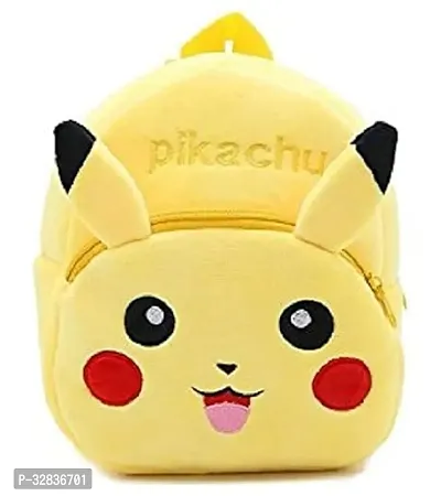 Pikachu Velvet Soft Plus Kidds School Bag, 14 Inch, Yellow-thumb0