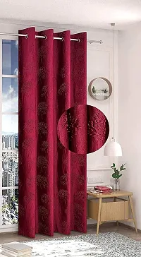 Sai Arpan Solid Tree Punching Heavy Long Curtain || for Living Room, Hall Room, Bed Room || Long  Heavy || Durable Material || 4 X 7 Ft Color Maroon-thumb3