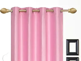 SaiArpan? Polyester Plain Crush Long Door and Window Curtain Set of 2 (Light Pink, 5)-thumb1
