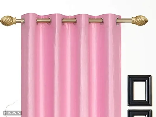 SaiArpan? Polyester Plain Crush Long Door and Window Curtain Set of 2 (Light Pink, 5)-thumb2