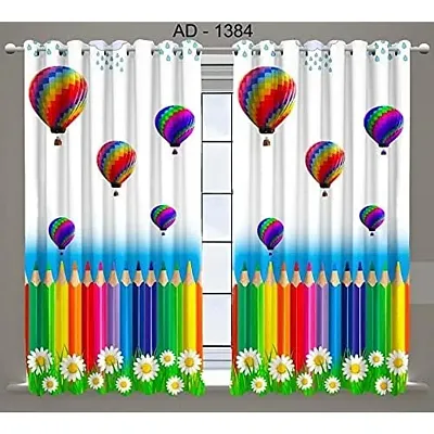 SAI ARPAN 3D Digital Printed Polyester Big Hot Air Balloon Design Floral Door Curtain, 7 Feet, Pack of 1