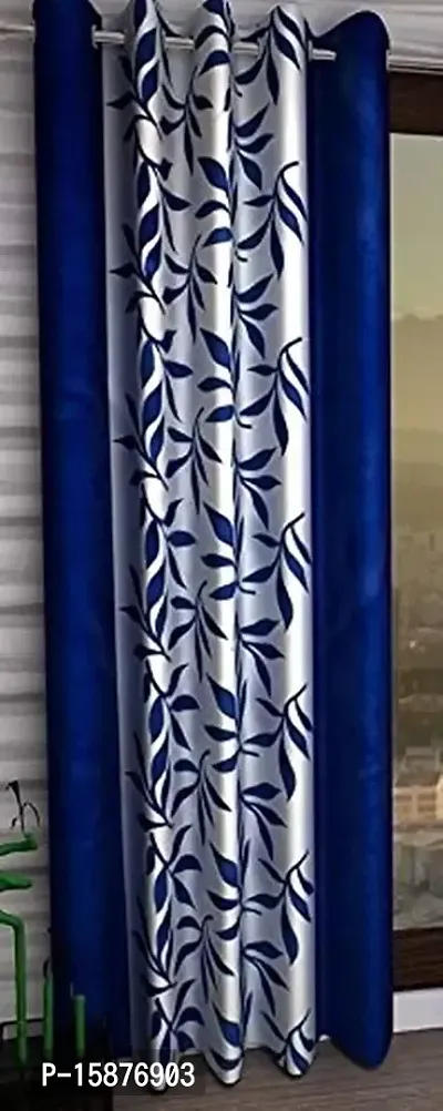 Sai Arpan? Eyelet Polyester Curtains for Door Pack of 1 (Blue, 5)-thumb0