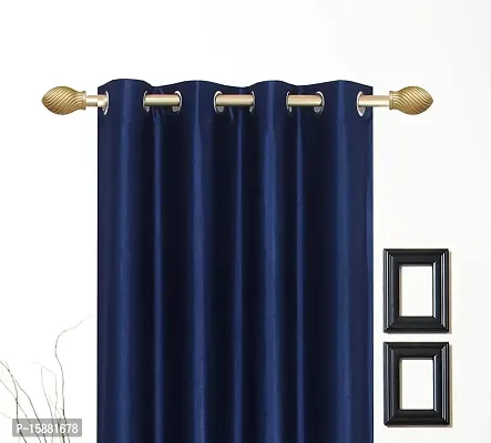 SaiArpan? Polyester Plain Crush Long Door and Window Curtain Set of 2 (Blue, 7)-thumb2