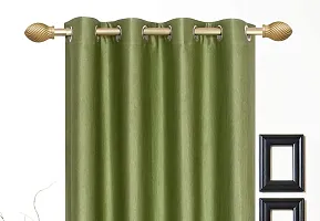 SaiArpan? Polyester Plain Crush Long Door and Window Curtain Set of 2 (Pista, 7)-thumb1