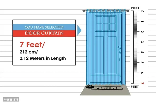 SaiArpan? Polyester Plain Crush Long Door and Window Curtain Set of 2 (Blue, 7)-thumb3
