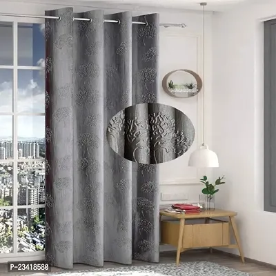 Long Crush Heavy Fabric Tree Punching Door Curtain-7 Feet -1 Pc-thumb0