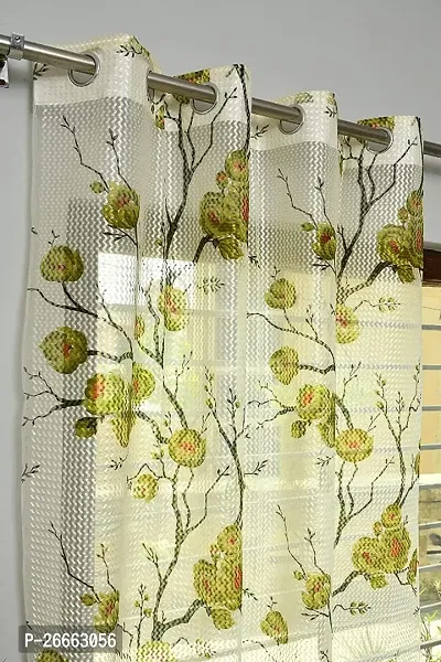 Net Printed Transparent Sheer Curtains for Door, 7 Feet (1Pc)-thumb0