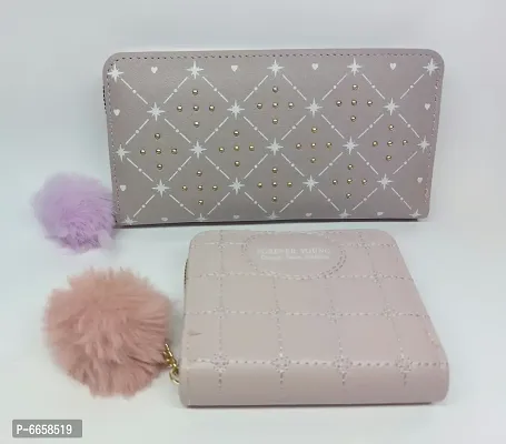 Beautiful PU Wallet With Coin Purse Combo For Women and Girls-thumb0