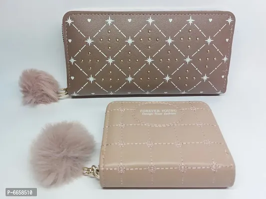 Beautiful PU Wallet With Coin Purse Combo For Women and Girls