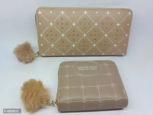 Beautiful PU Wallet With Coin Purse Combo For Women and Girls