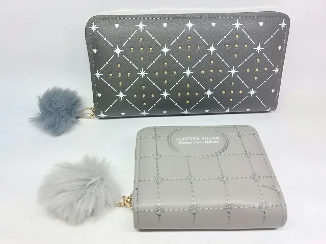 Elegant Combo Of PU Wallet With Coin Pouch For Women