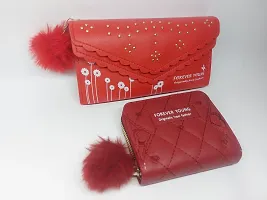 Stylish PU Wallets with Clutches For Women And Girls- 2 Pieces-thumb1