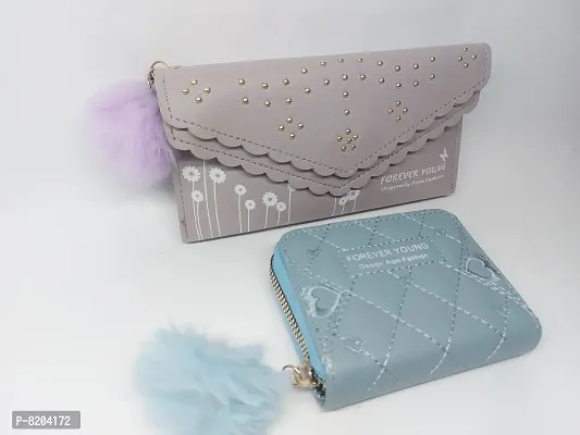 Stylish PU Wallets with Clutches For Women And Girls- 2 Pieces-thumb2
