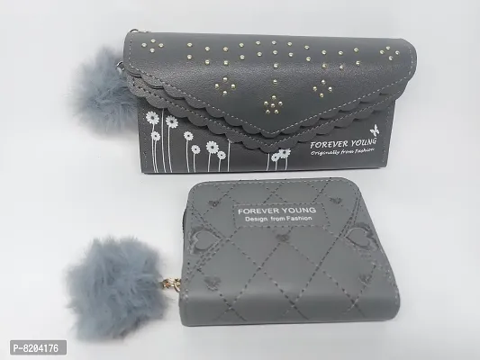 Stylish PU Wallets with Clutches For Women And Girls- 2 Pieces-thumb0