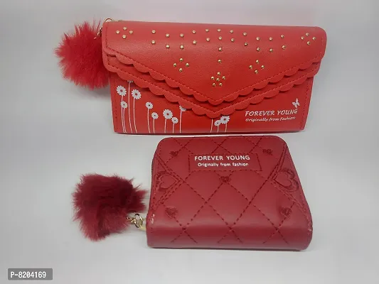 Stylish PU Wallets with Clutches For Women And Girls- 2 Pieces-thumb0