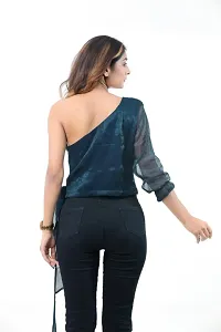 Womens Shimmer Silk Fancy Blouson Top With Wrap Knot For Party Wear-thumb3