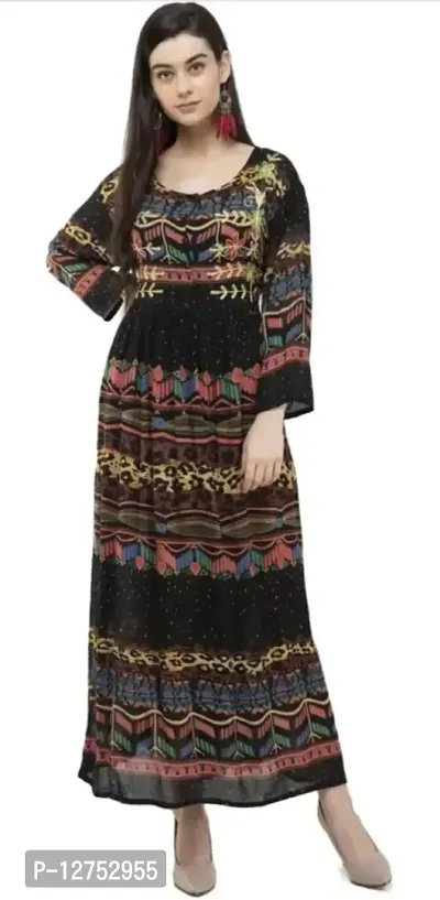 Stylish Rayon Printed Dresses For Women-thumb0
