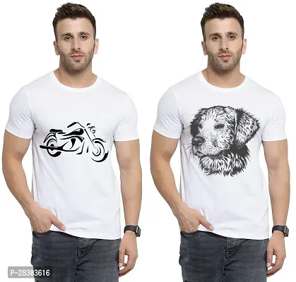 Reliable White Polycotton Printed Round Neck Tees For Men Pack Of 2-thumb0