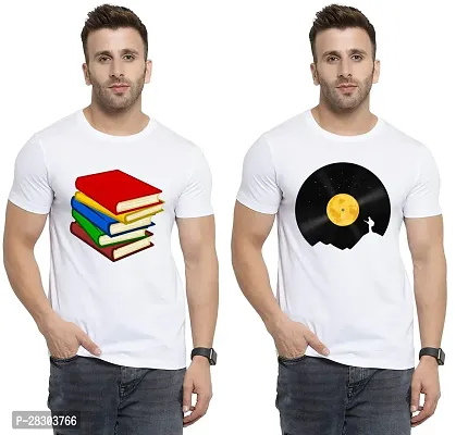 Reliable White Polycotton Printed Round Neck Tees For Men Pack Of 2-thumb0