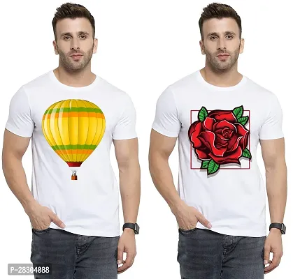 Reliable White Polycotton Printed Round Neck Tees For Men Pack Of 2-thumb0