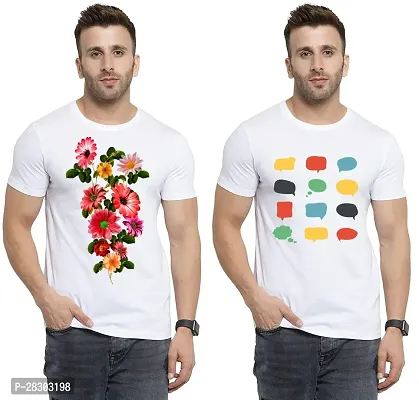 Reliable White Polycotton Printed Round Neck Tees For Men Pack Of 2-thumb0