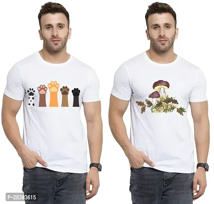 Reliable White Polycotton Printed Round Neck Tees For Men Pack Of 2-thumb0