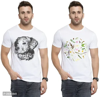 Reliable White Polycotton Printed Round Neck Tees For Men Pack Of 2-thumb0