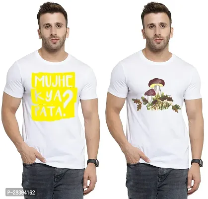 Reliable White Polycotton Printed Round Neck Tees For Men Pack Of 2-thumb0