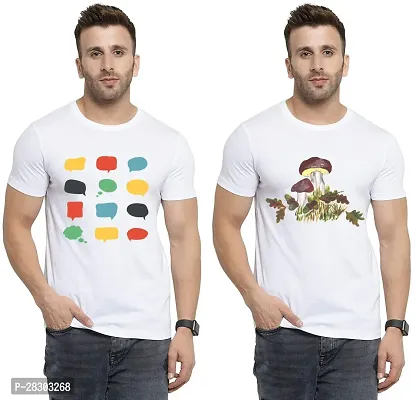 Reliable White Polycotton Printed Round Neck Tees For Men Pack Of 2-thumb0