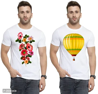 Reliable White Polycotton Printed Round Neck Tees For Men Pack Of 2-thumb0