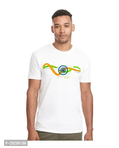 Stylish White Polycotton Printed Round Neck Tees For Men