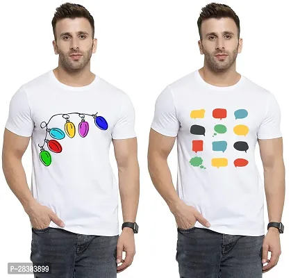 Reliable White Polycotton Printed Round Neck Tees For Men Pack Of 2-thumb0