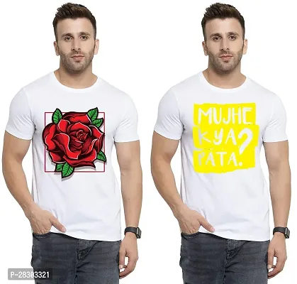 Reliable White Polycotton Printed Round Neck Tees For Men Pack Of 2-thumb0