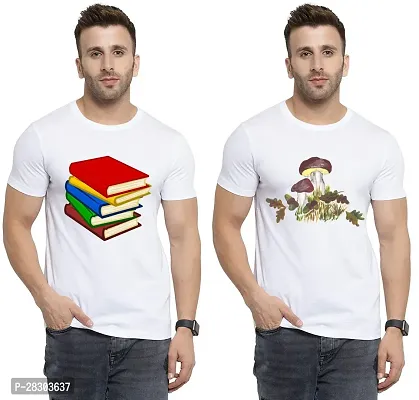 Reliable White Polycotton Printed Round Neck Tees For Men Pack Of 2-thumb0