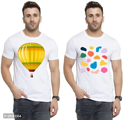 Reliable White Polycotton Printed Round Neck Tees For Men Pack Of 2-thumb0