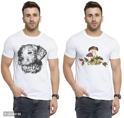 Reliable White Polycotton Printed Round Neck Tees For Men Pack Of 2-thumb0