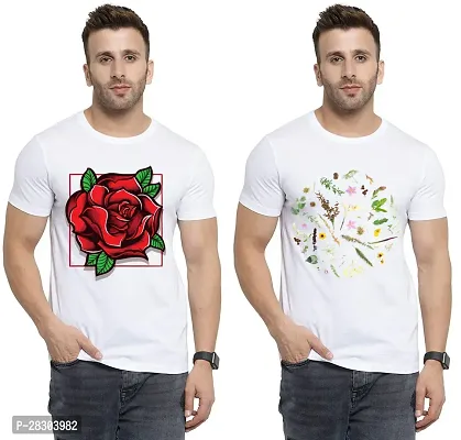 Reliable White Polycotton Printed Round Neck Tees For Men Pack Of 2-thumb0