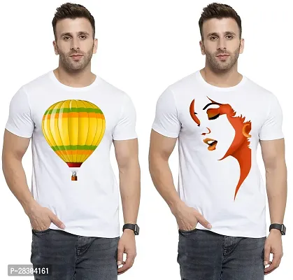 Reliable White Polycotton Printed Round Neck Tees For Men Pack Of 2-thumb0