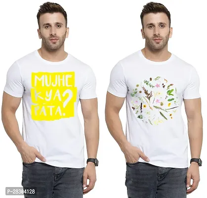 Reliable White Polycotton Printed Round Neck Tees For Men Pack Of 2-thumb0