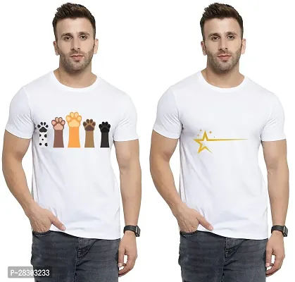 Reliable White Polycotton Printed Round Neck Tees For Men Pack Of 2-thumb0