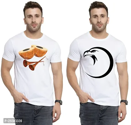 Reliable White Polycotton Printed Round Neck Tees For Men Pack Of 2-thumb0