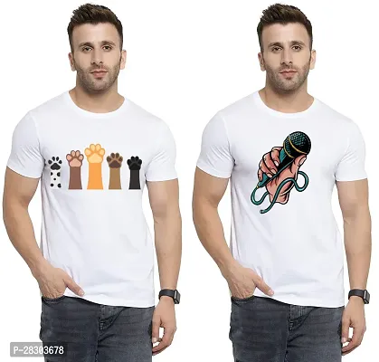 Reliable White Polycotton Printed Round Neck Tees For Men Pack Of 2-thumb0