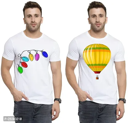 Reliable White Polycotton Printed Round Neck Tees For Men Pack Of 2-thumb0