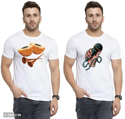 Reliable White Polycotton Printed Round Neck Tees For Men Pack Of 2-thumb0