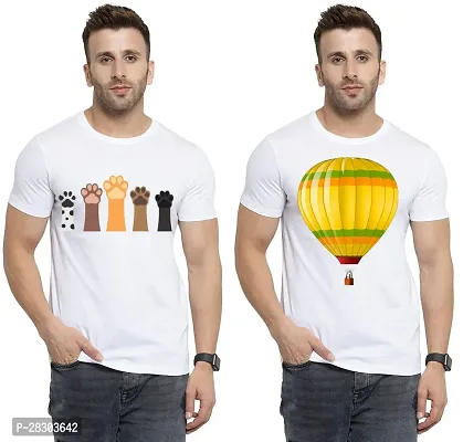 Reliable White Polycotton Printed Round Neck Tees For Men Pack Of 2-thumb0