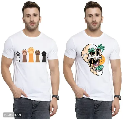 Reliable White Polycotton Printed Round Neck Tees For Men Pack Of 2-thumb0